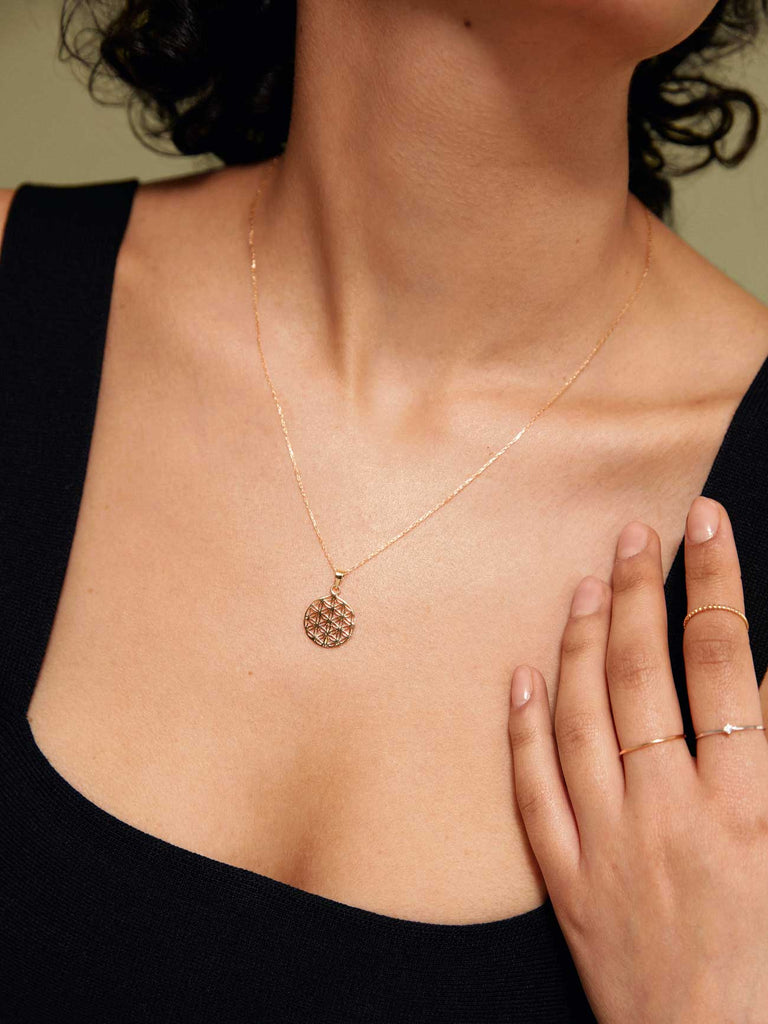Flower of Life Halskette | 14k Echtgold | Anhänger Rund von DEAR DARLING BERLIN