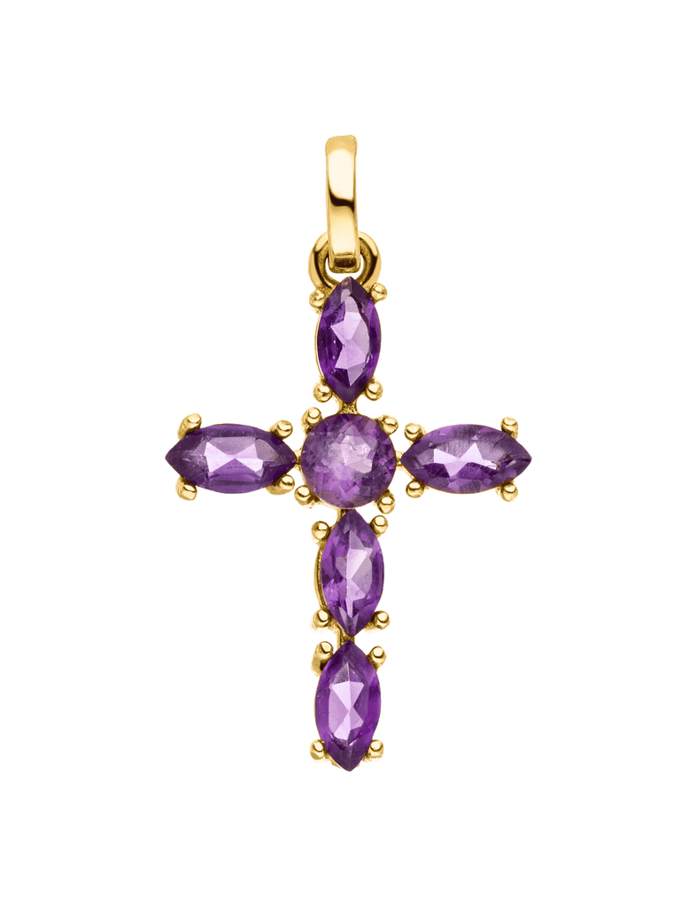 Kreuzanhänger Amalia | 14k Gold & Amethyst