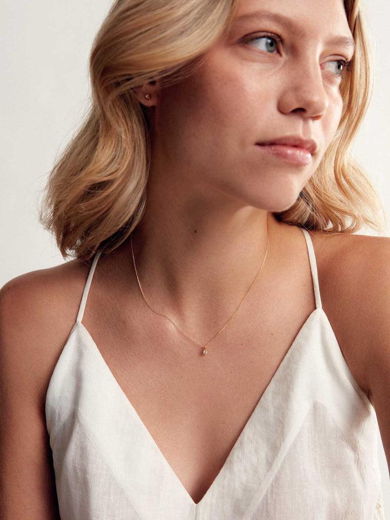 Geburtsstein April Halskette | 14k Echtgold & Bergkristall von DEAR DARLING BERLIN