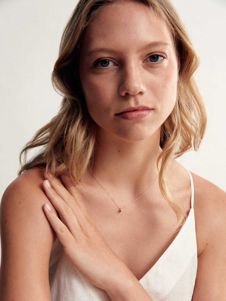 Geburtsstein Februar Halskette | 14k Echtgold von DEAR DARLING BERLIN
