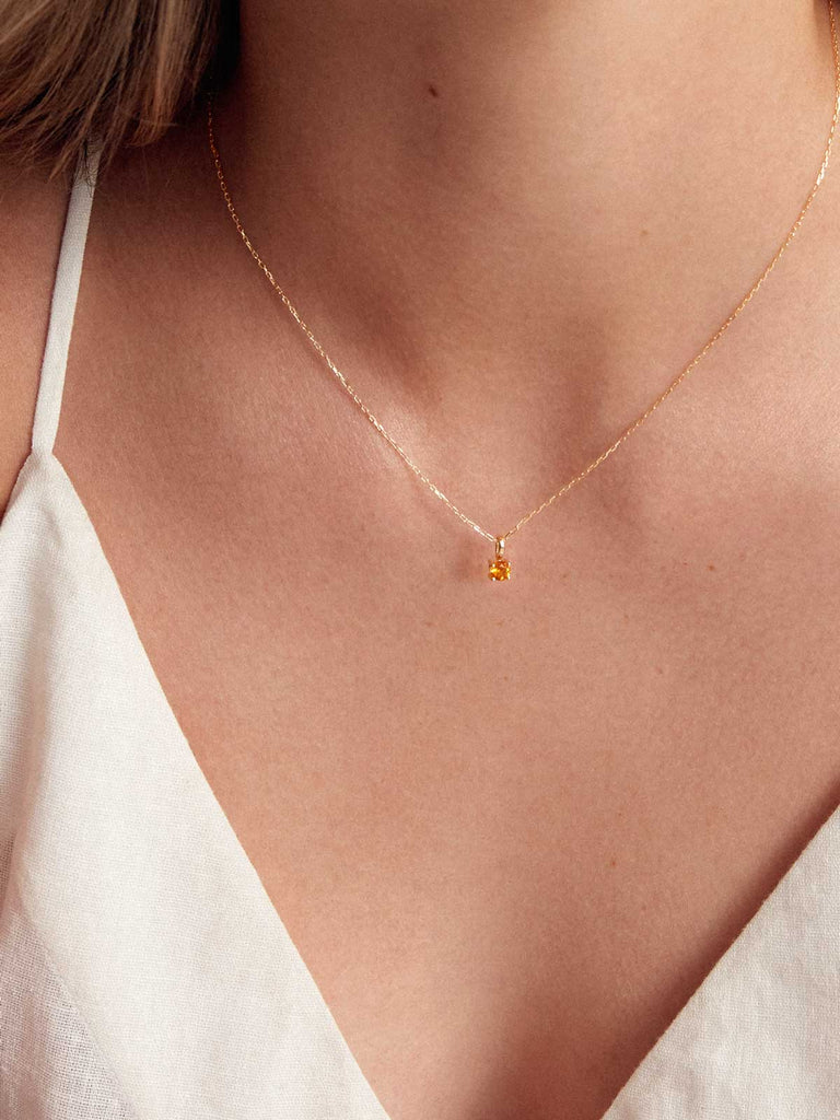 Geburtsstein November Halskette | 14k Echtgold & Citrin von DEAR DARLING BERLIN