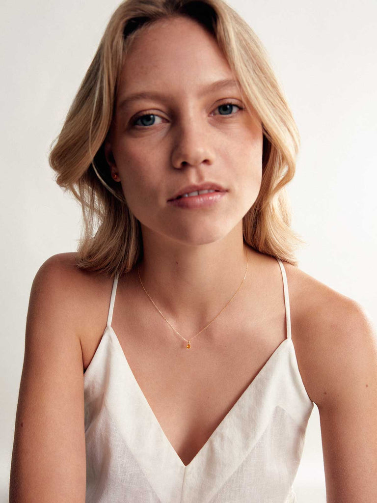 Geburtsstein November Halskette | 14k Echtgold & Citrin von DEAR DARLING BERLIN