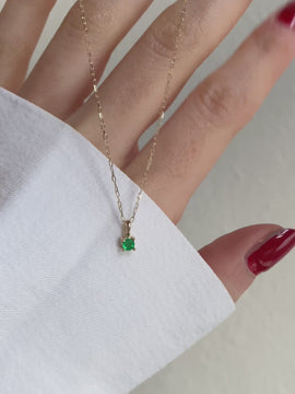 Geburtsstein Halskette Mai Smaragd 14k Gold