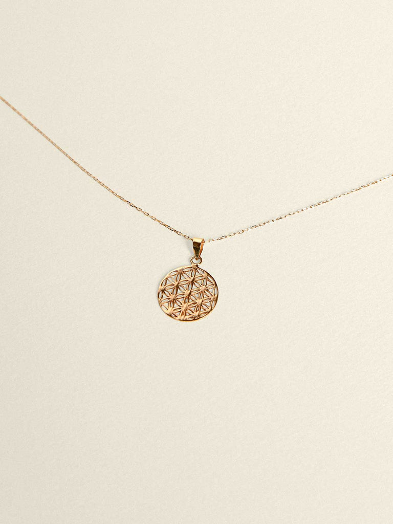 Flower of Life Halskette | 14k Echtgold | Anhänger Rund von DEAR DARLING BERLIN