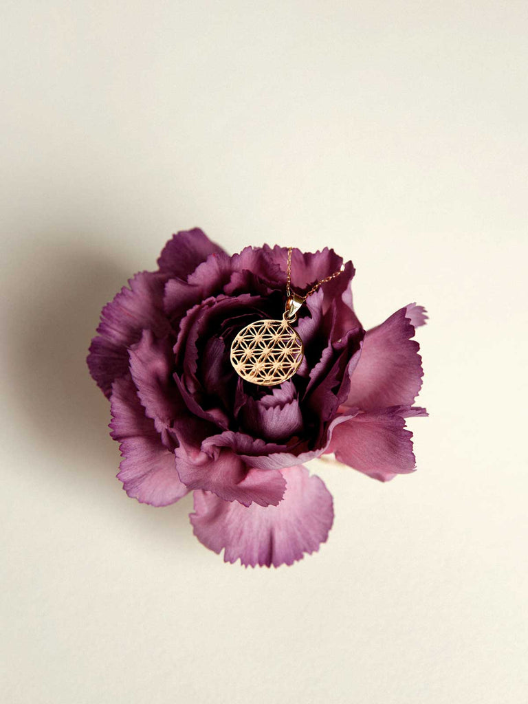 Flower of Life Halskette | 14k Echtgold | Anhänger Rund von DEAR DARLING BERLIN